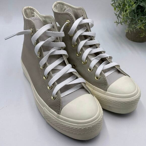 Converse Chuck Taylor All Star CTAS Lift Platform High 'String' Pale Putty Sz 6 - Picture 1 of 16